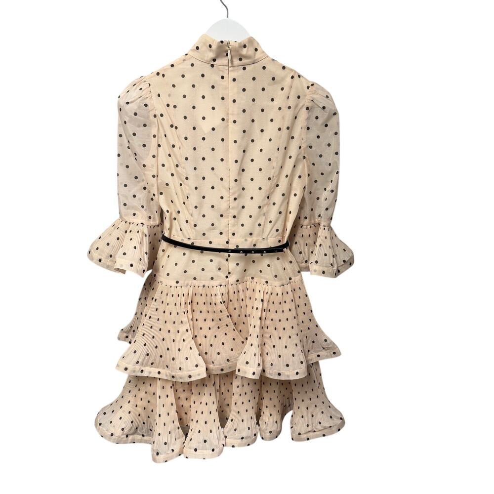Zimmermann Cream Polka Dot Mini Dress with Black Belt - Picture 8 of 11